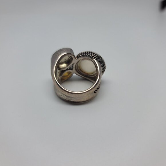 Moonstone, Citrine, Smoky Quartz & Sterling Ring - Picture 4 of 6